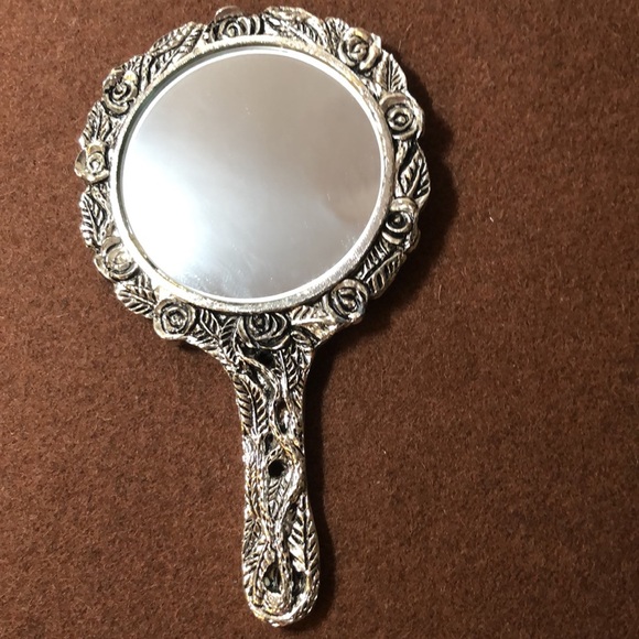 Vintage Handheld Metal Purse Mirror - Picture 2 of 6